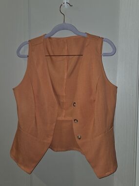 Rust Orange Button-Front Vest